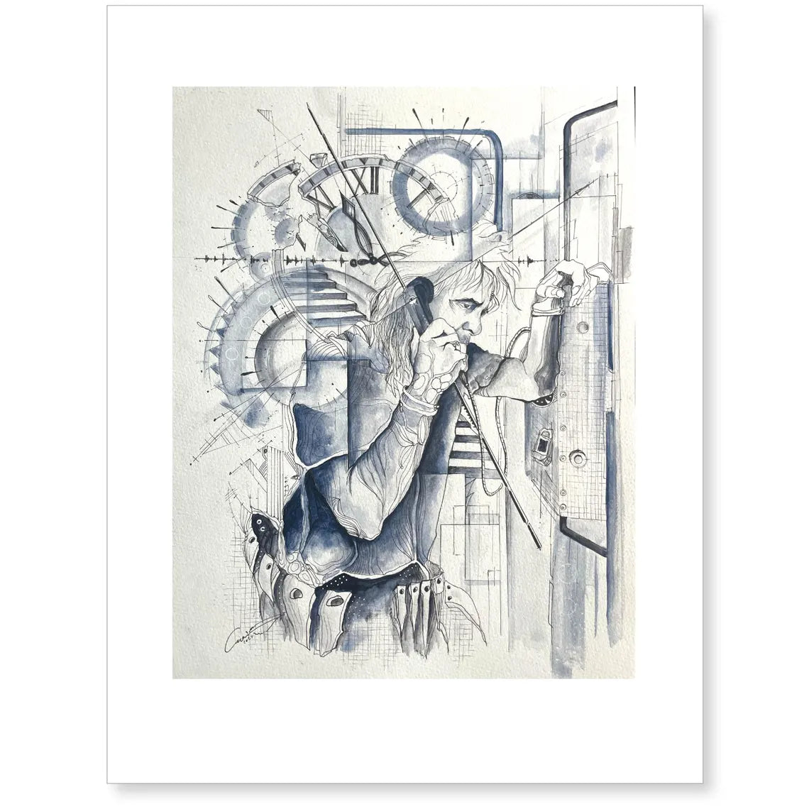 5. TELEFONIE - Kunstdruck, Mann in Telefonzelle, Ltd. Ed. 30 Stk., 350g Hahnemühle-Papier, 36x48, handsigniert, Prägestempel, handnummeriert