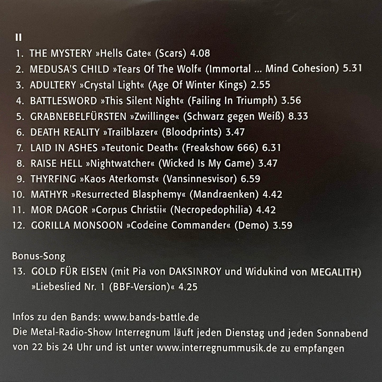 2.1 Sensationeller Lagerfund: BANDS BATTLE 2005, 2CD, 28 Songs von Bands aus dem deutschen Metal-Underground + ein paar internationale Kult-Acts (solange Vorrat reicht)