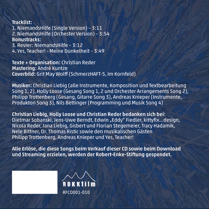 G. Christian Liebig Projekt mit Holly Loose NIEMANDSHILFE - 4-Track-Benefiz-CD, Einnahmen gehen an die Robert-Enke-Stiftung, VÖ: 26. 09. 2025