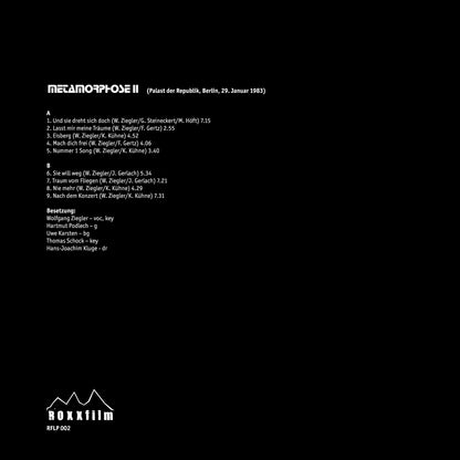 0.9 Wir METAMORPHOSEN, 3-LP-Box, 16-seitiges Booklet, Konzerte von 1978, 1983, 1986, Poster, Aufnahmen restauriert und gemastert, Ltd. Ed. 500